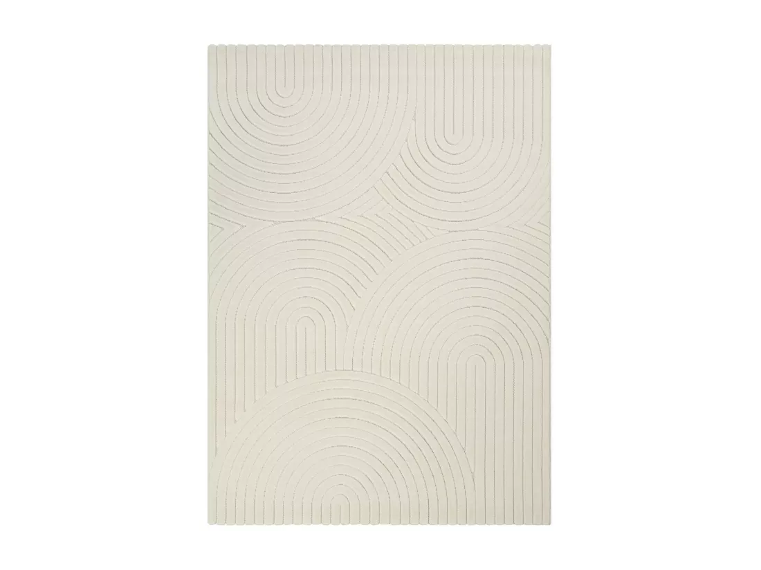 Grand tapis intérieur extérieur 240x340 en relief ARC6EL Crème ton sur ton