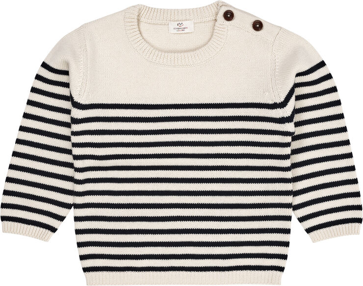 Copenhagen Colors KNITTED STRIPED SAILOR JUMPER Cream/navy