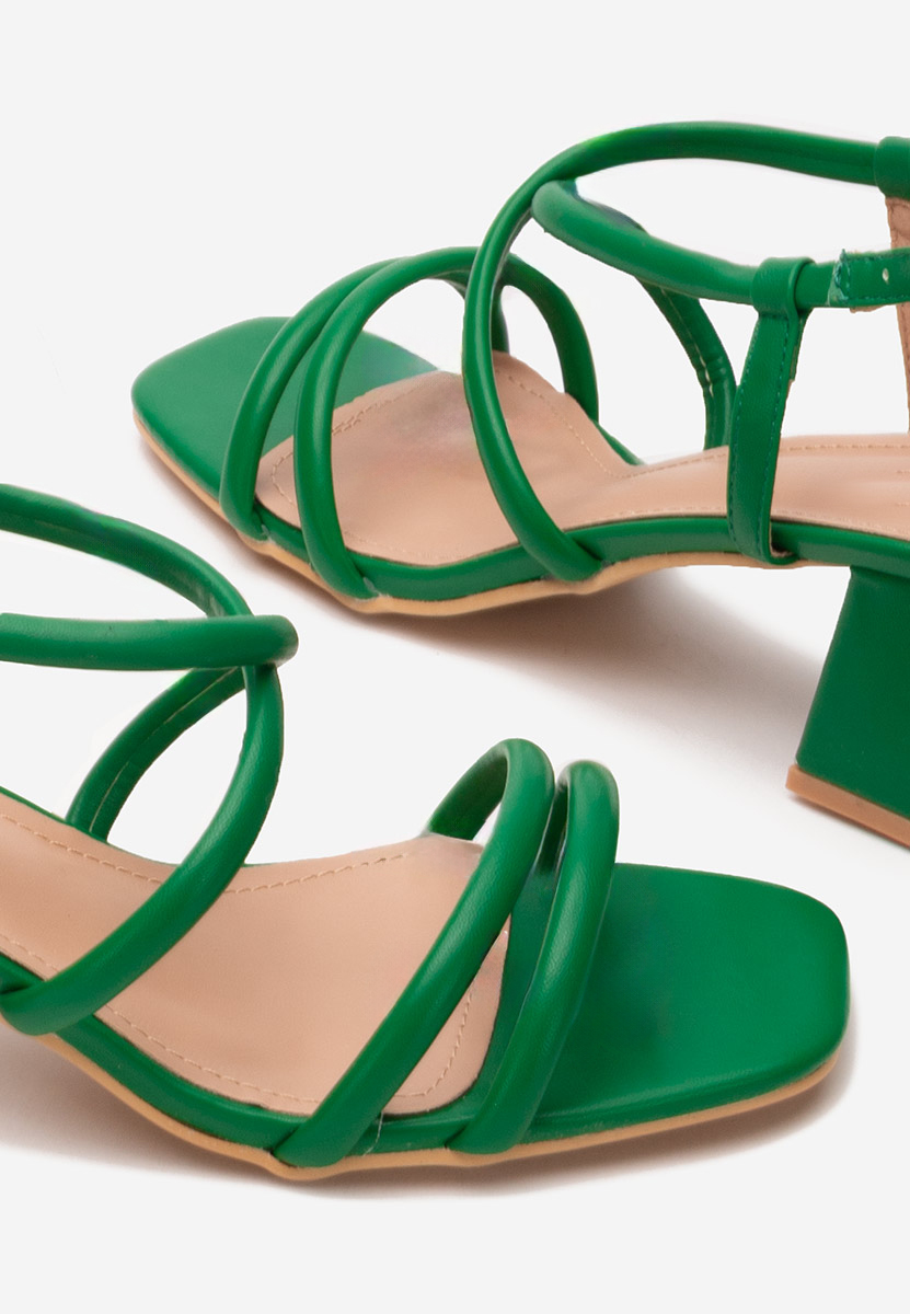 Sandales à talon épais verts Clemena