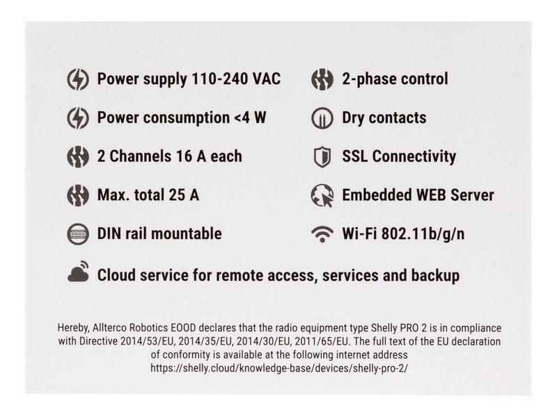 Shelly WLAN-Schaltaktor Shelly Pro 2 DIN-Rail-WiFi-Switch, IP-Relais mit Shelly Pro AddOn Schnittstelle