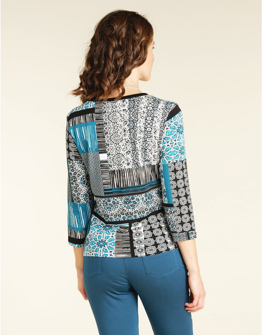 Top bleu cobalt imprimé