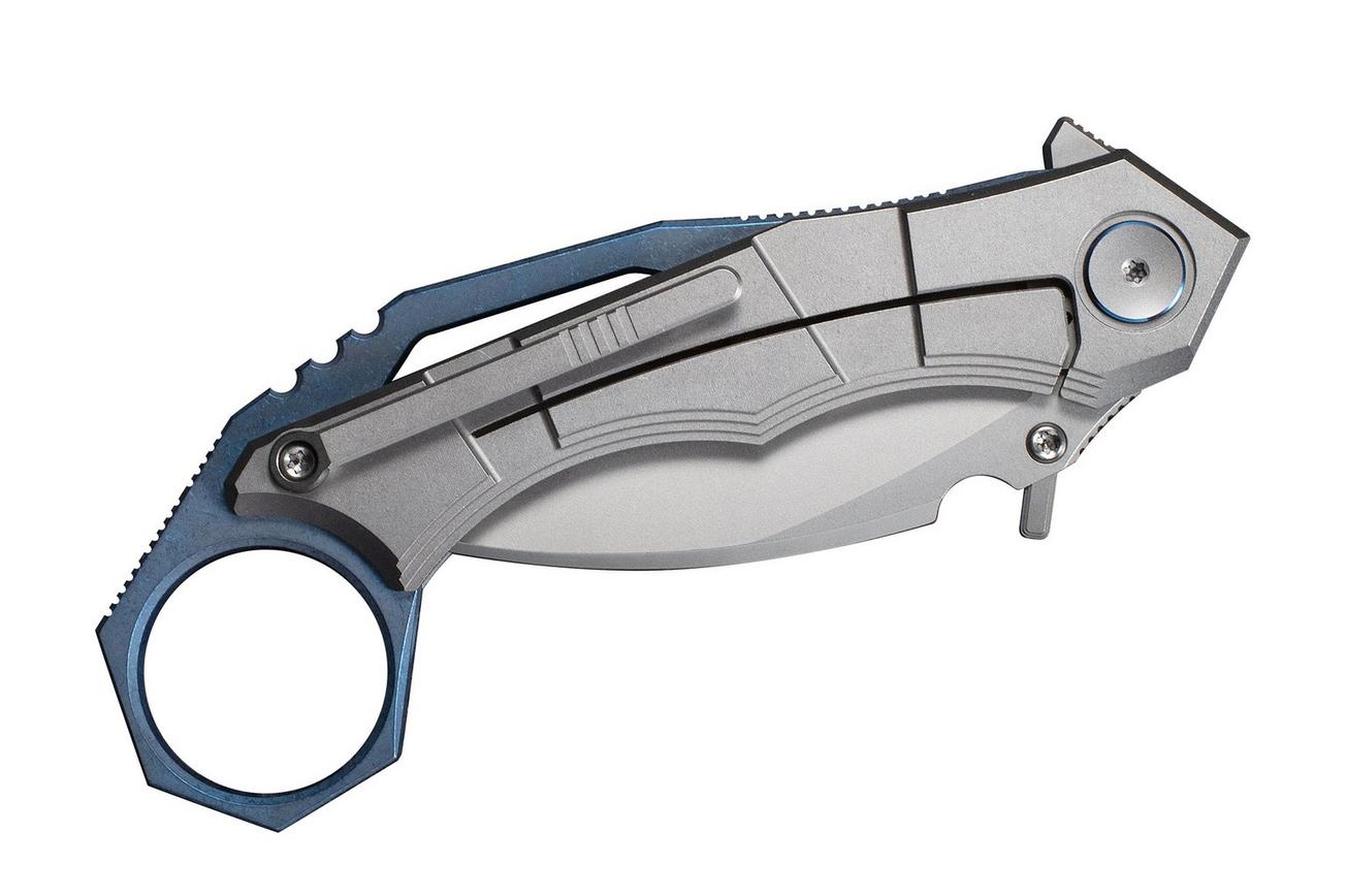 WE Knife Tayra WE24069-2 Stonewashed Bohler M390, Gray Titanium, zakmes