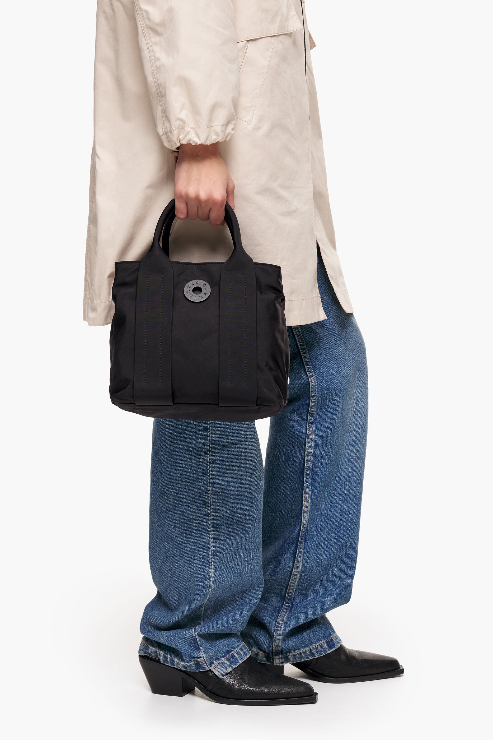 Bolsa de compras pequena de náilon preto