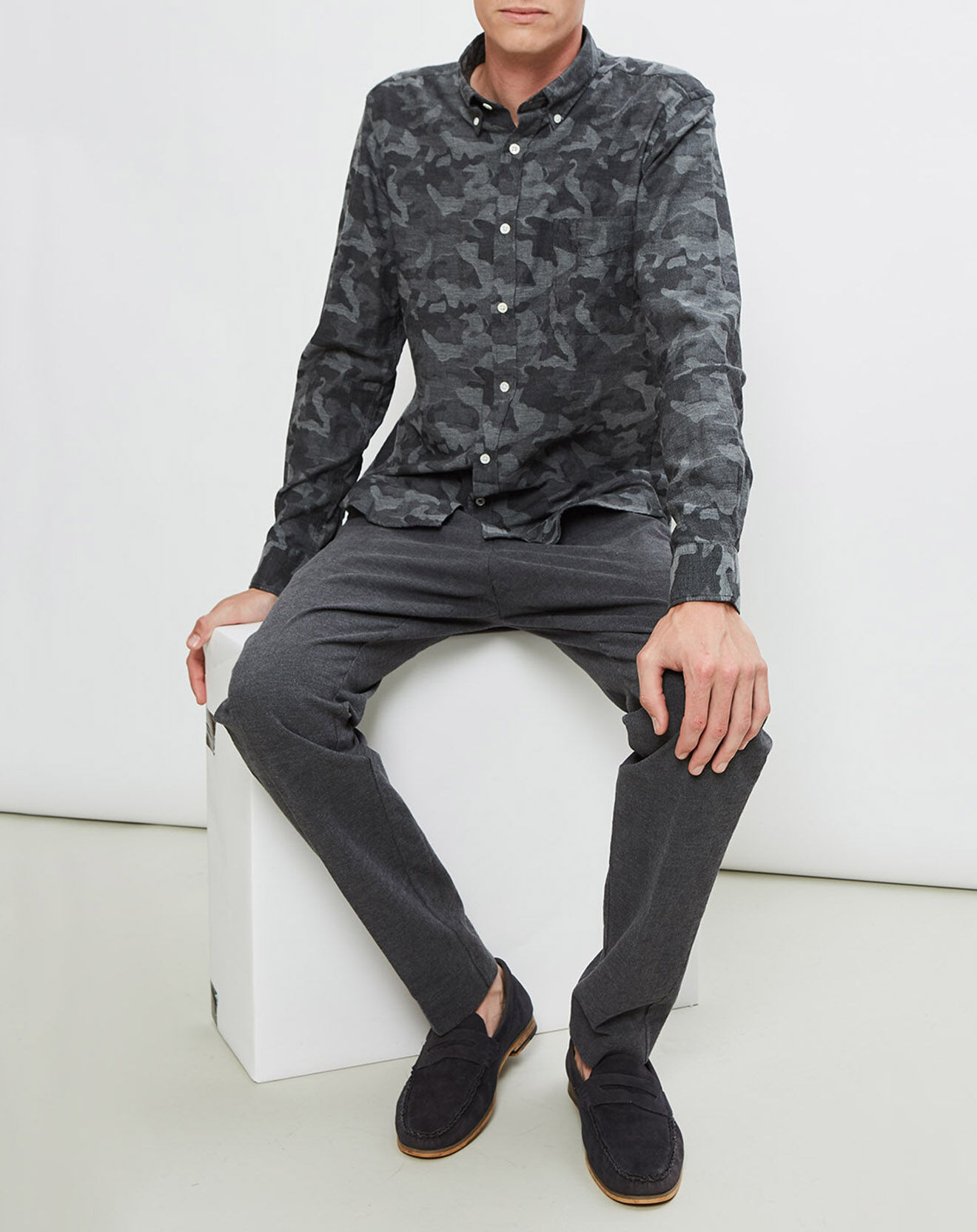 Hartford Chemise Slim Side imprimé militaire grise