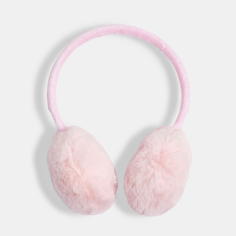 Cache-oreilles rétractable en fausse fourrure rose fille