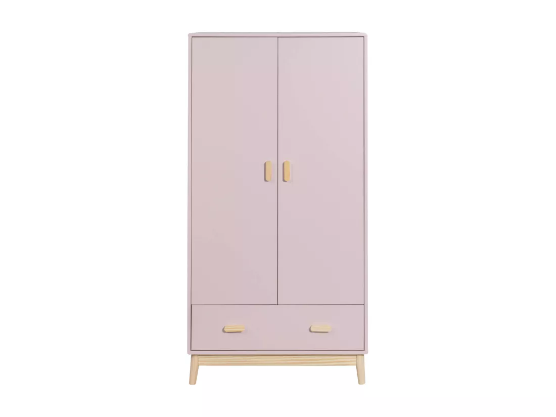 Armoire Mobili Rebecca Amchor 175x80x55 MDF Pin Rose Marron Scandinave À Monter