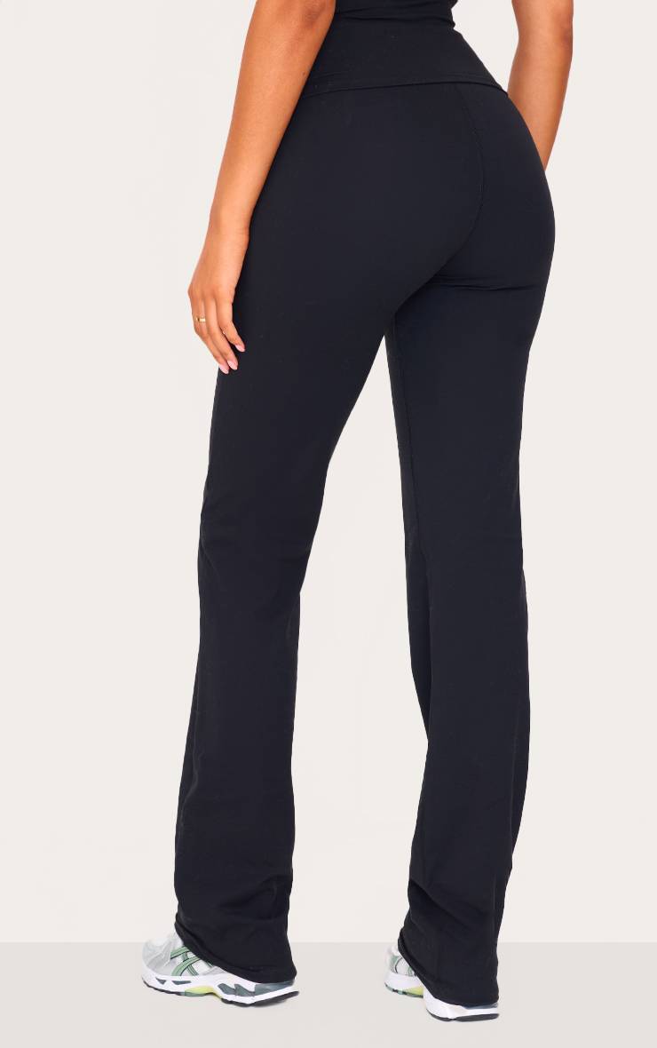 Noir Pantalon Évasé Sculptant À Taille Haute