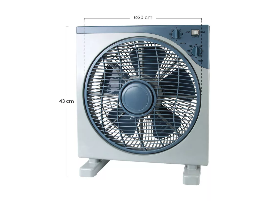 Ventilateur de Table Ø30cm 50W 3 Vitesses Gris/Bleu Boitier Thinia Home