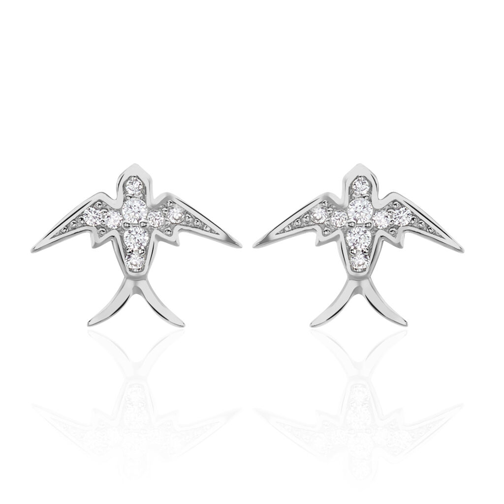 Boucles D'oreilles Puces Janea Argent Blanc Oxyde De Zirconium