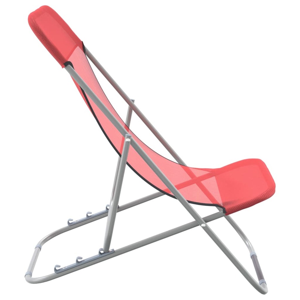 Chaises de plage pliantes 2pcs textilène acier enduit de poudre