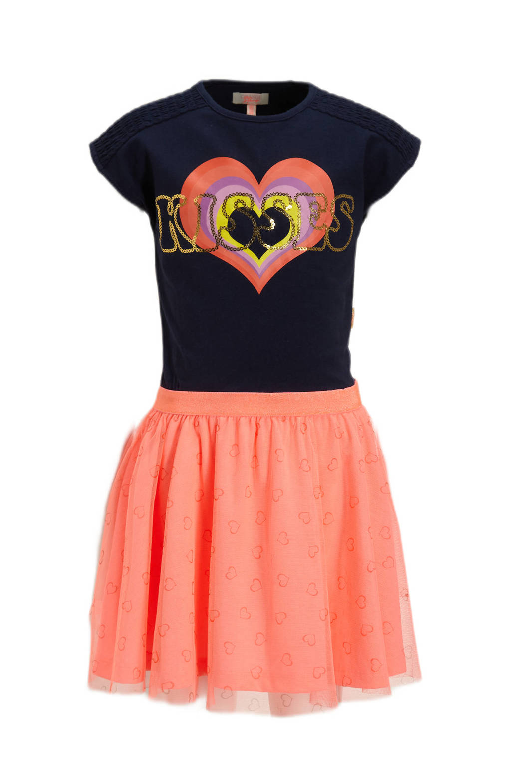 Orange Stars jurk Pebbles met printopdruk oranje/zwart