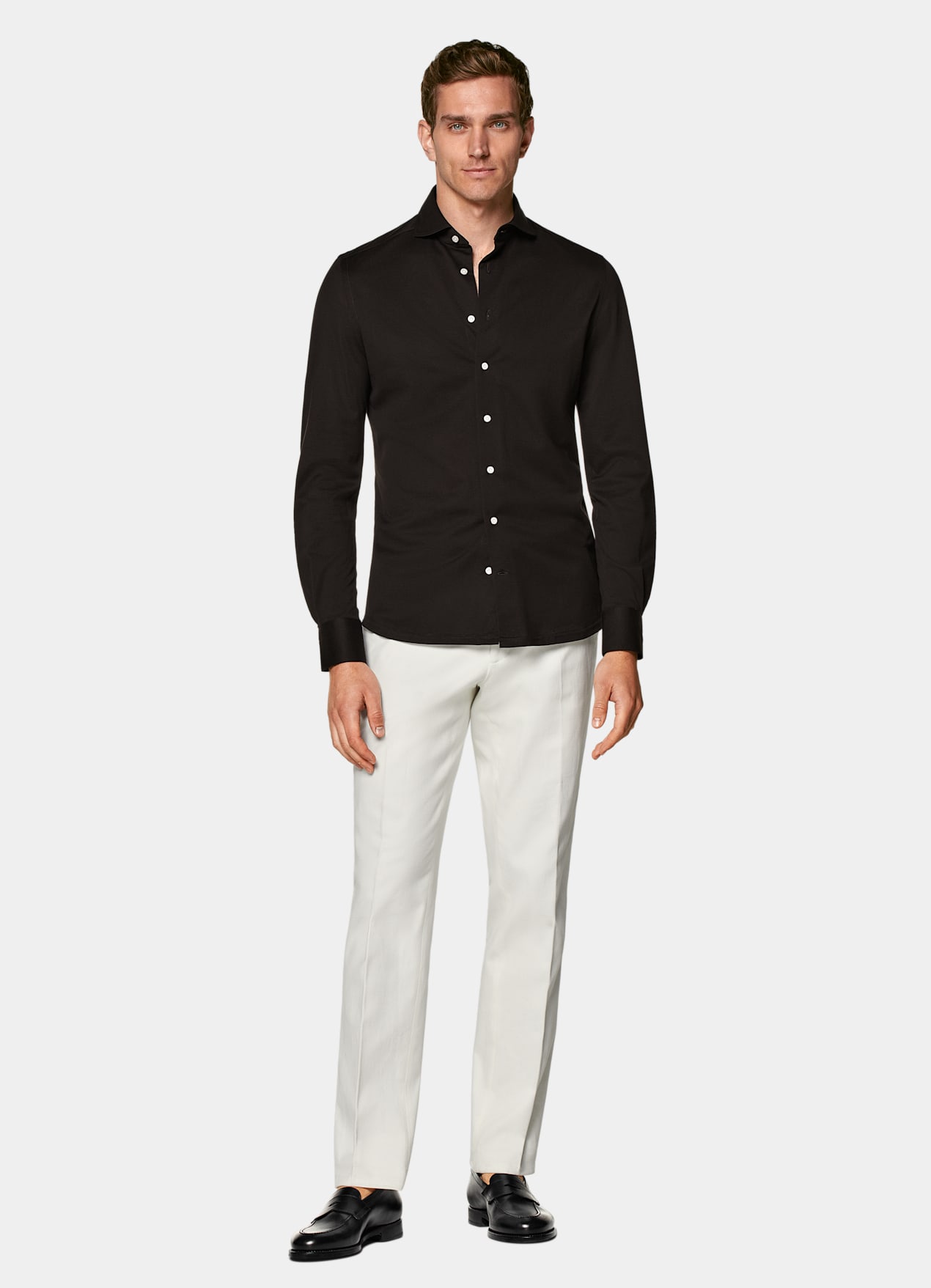 Chemise coupe très ajustée marron foncé