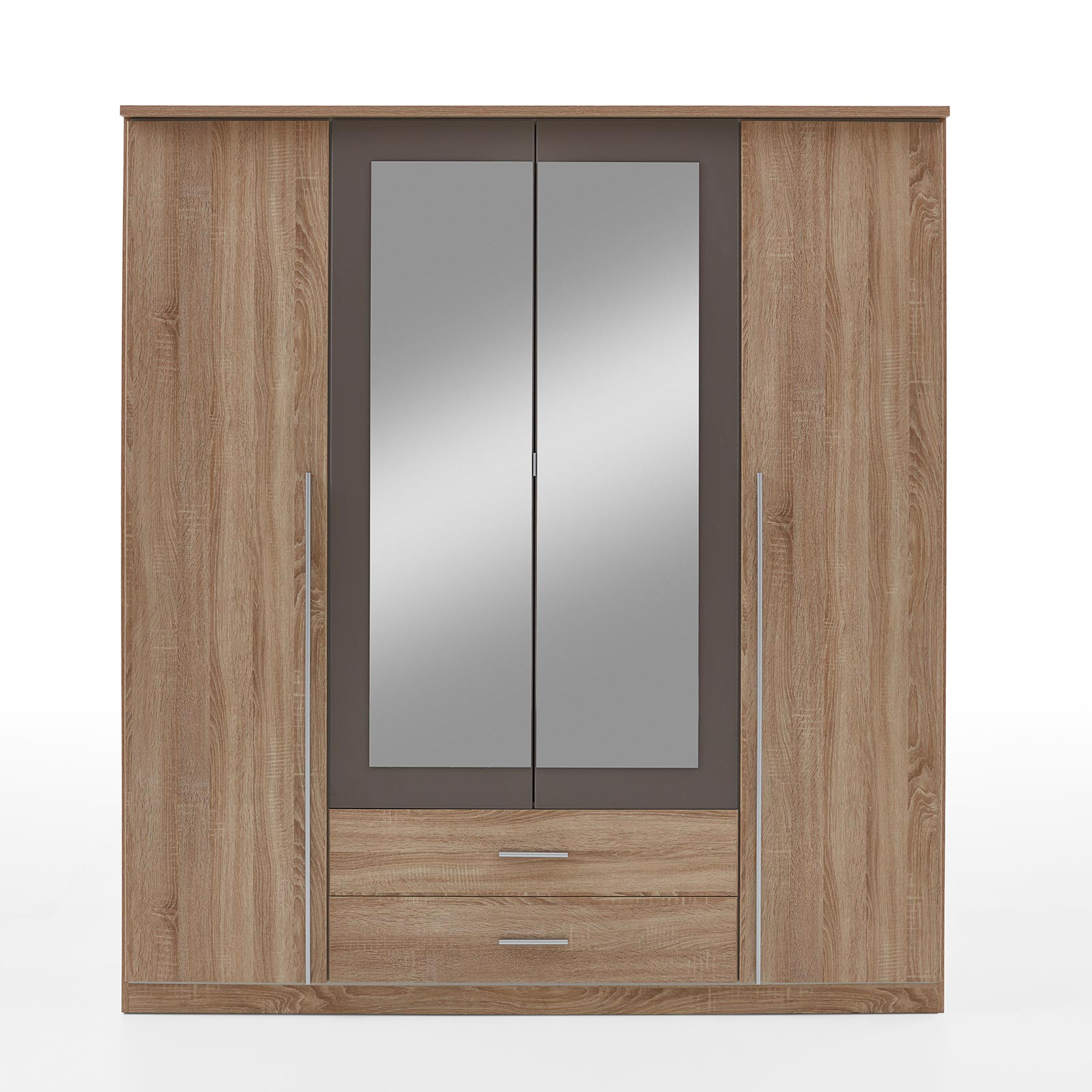 Kombi-Drehtürenschrank - Sonoma Eiche - grau - 181 cm