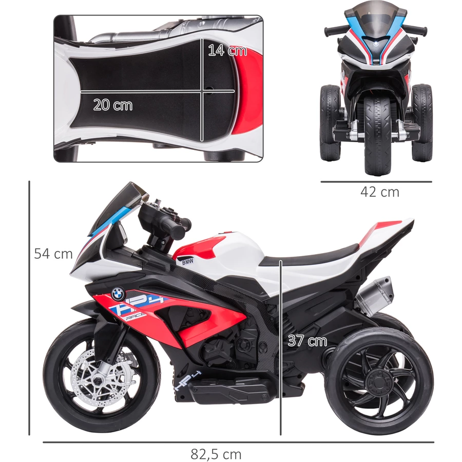 HOMCOM Kinder Elektromotorrad mit 3 Musikmodi rot