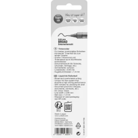 Faber-Castell Tintenroller UB eye broad, schwarz, Blisterkarte