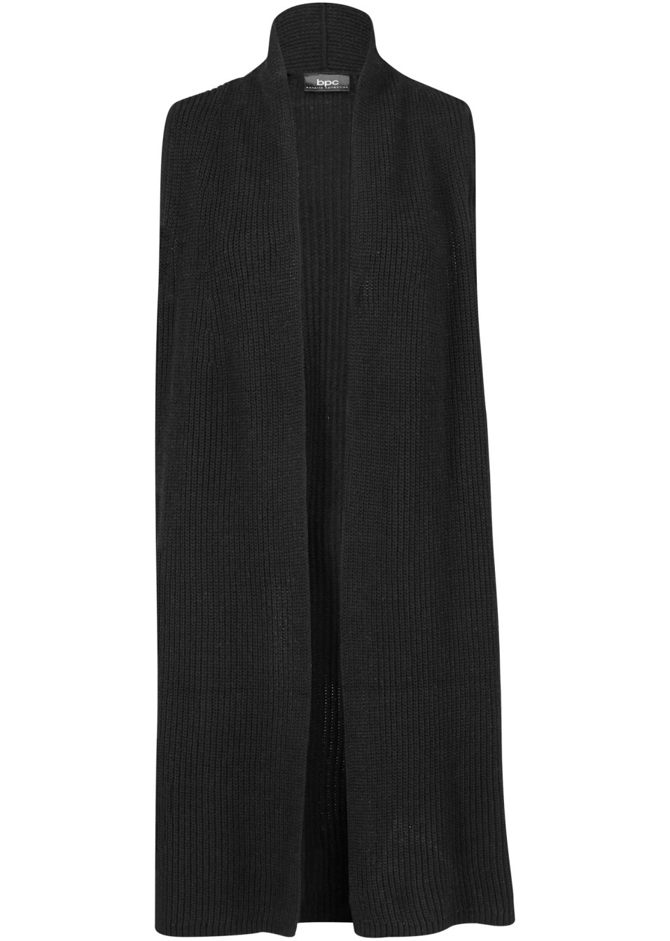 Gilet long sans manches en maille côtelée