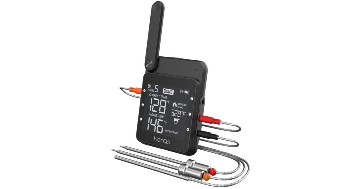 HerQsProfessional BBQ Thermometer  (Zwart, herQs004 | temperatuurbereik tot 300 °C)