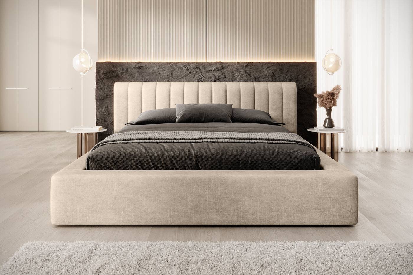Trae Mobler Amira 180 x 200 cm Gestoffeerd Bed Zand
