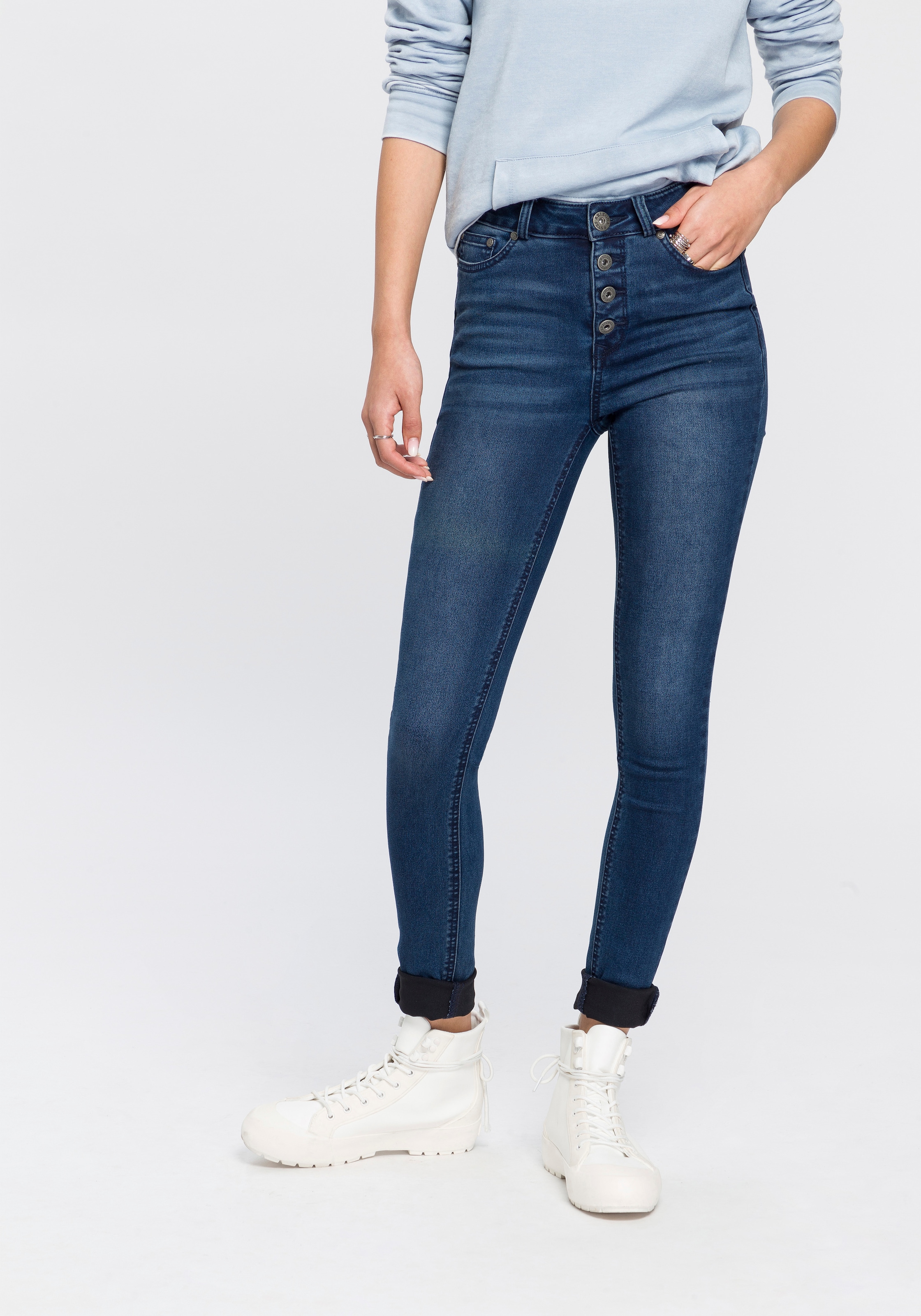 Arizona Skinny-fit-Jeans »Ultra Stretch«, extra-enger Beinschnitt,  hohe Leibhöhe,  knöchellang
