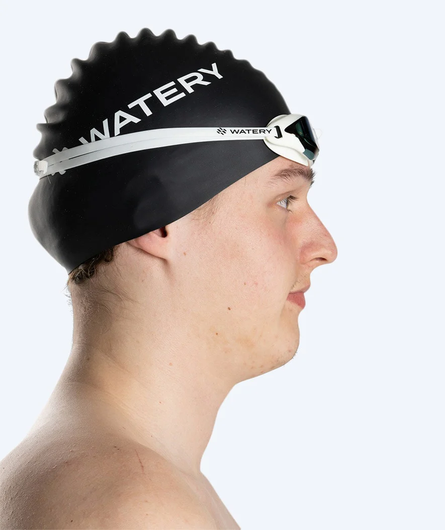 Watery Elite svømmebriller - Poseidon Ultra Mirror - Hvid/blå