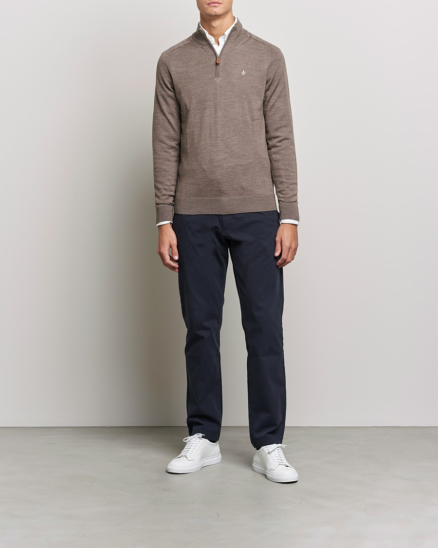 Morris John Merino Half Zip Light Brown