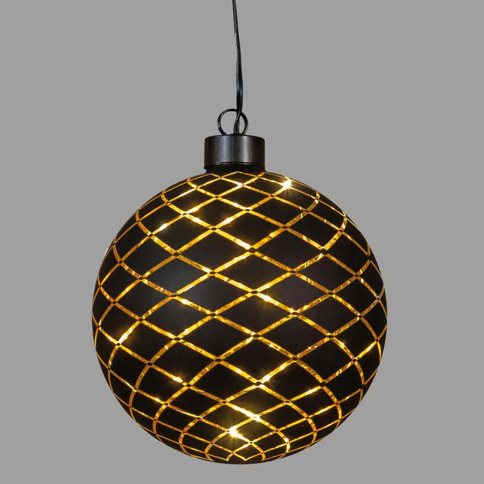 Anna's Collection Verlichte kerstbal - goud - D12 cm - 10 LED