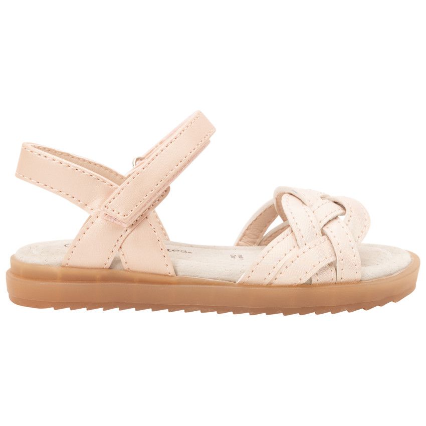 Sandales velcro à brides entrelacées pour fille - Rose
