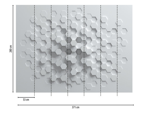 Vliesbehang 38290-1 The Wall honingraatpatroon 3D 7-delige set 371 x 280 cm