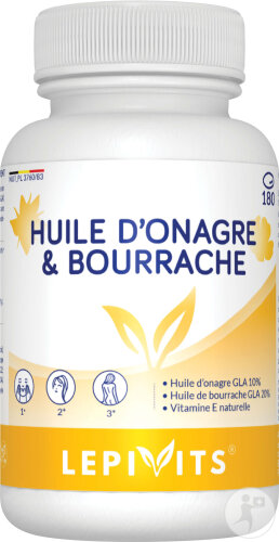 Lepivits Huile D'Onagre Et Bourrache 180 Capsules