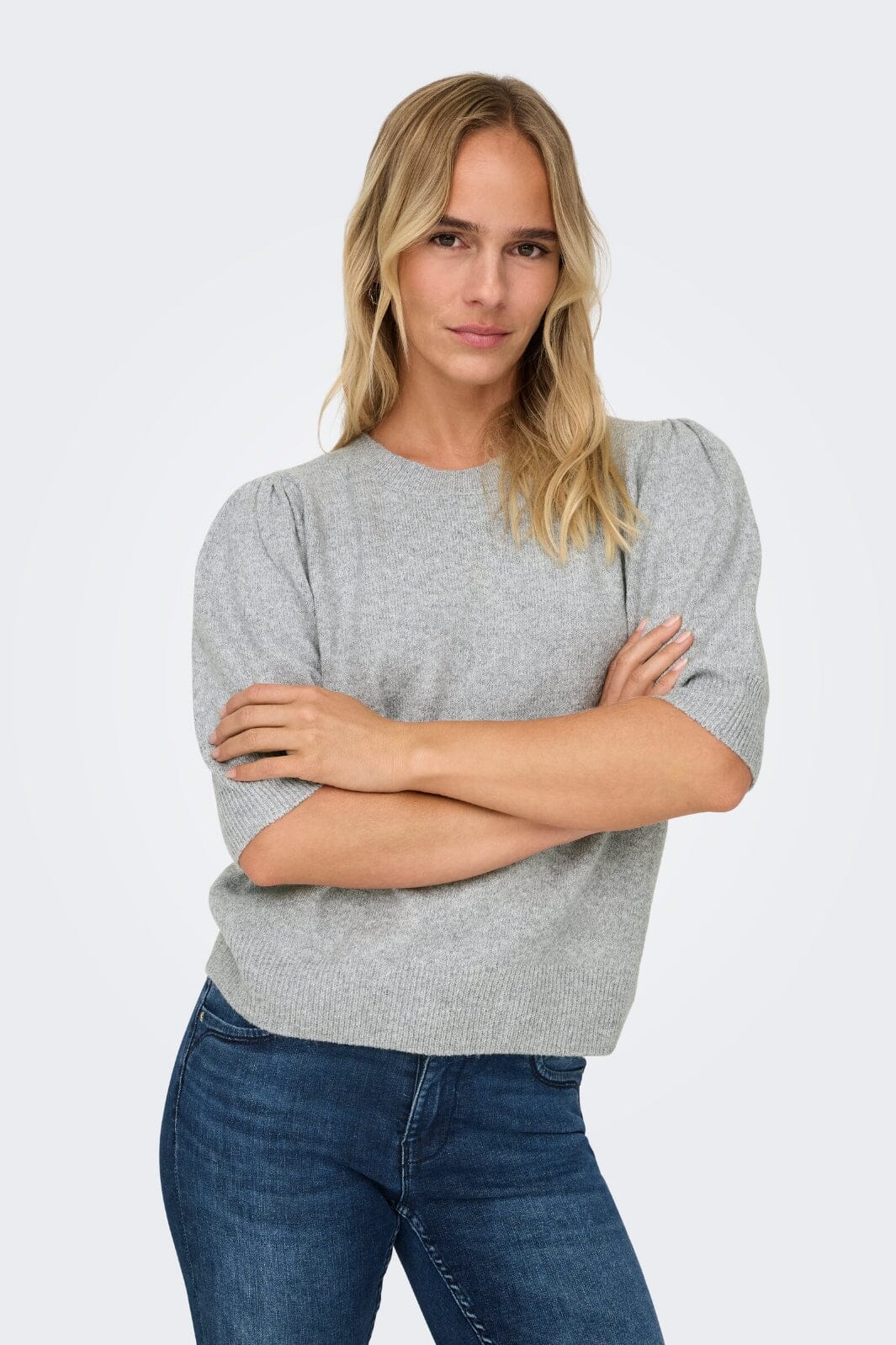 Only Onlrica Life 2/4 Pullover Knt 4602264 light grey melange