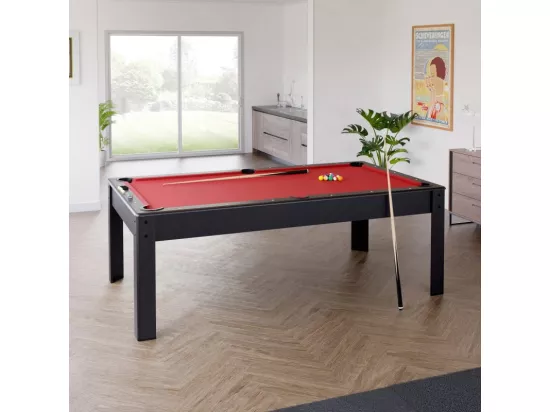 Billard Américain AMBIANCE 7Ft - 226,5 x 126,5 x 80 cm avec accessoires et plateau dînatoire - Couleur Noir