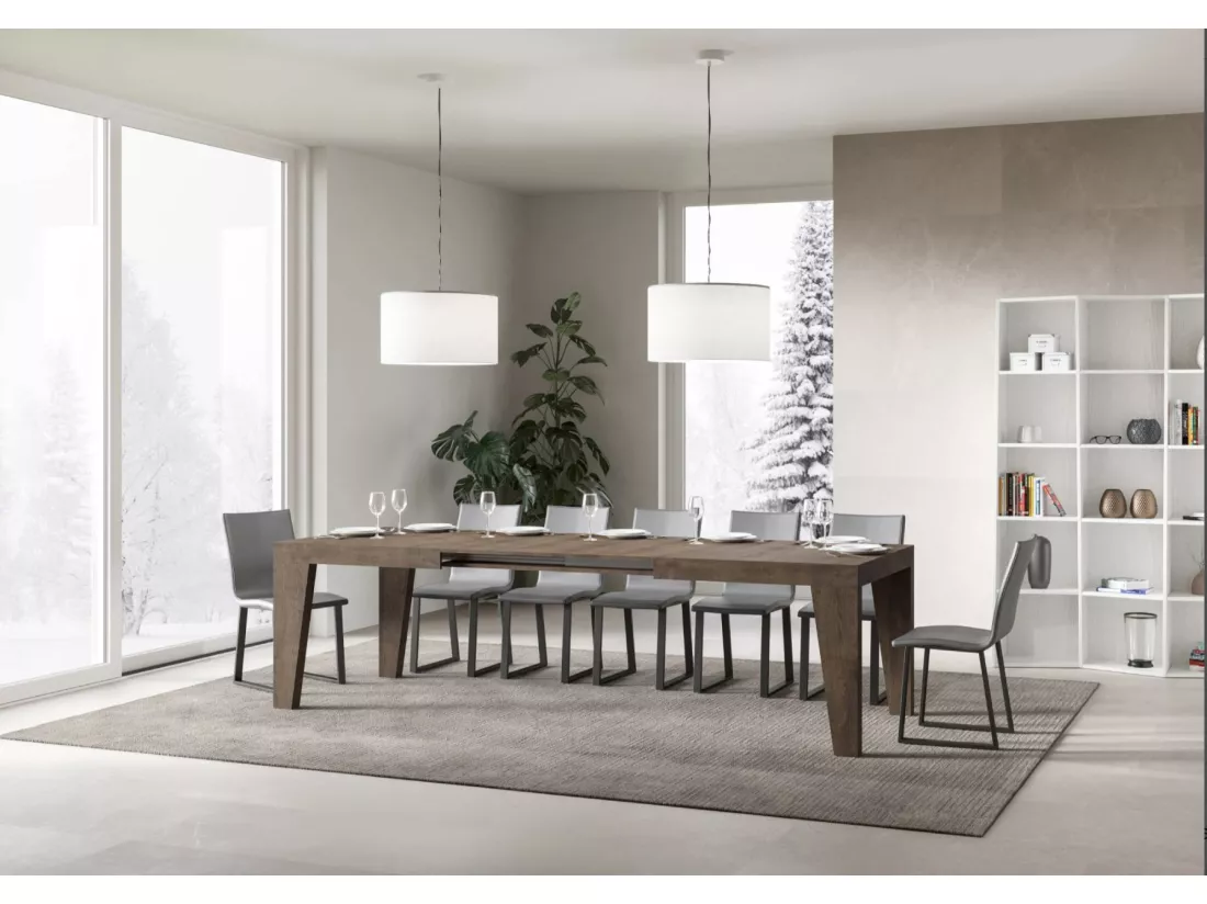 Table rectangulaire extensible 6 à 20 personnes L 180 à 440cm blanc Naxo