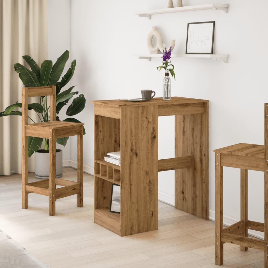 Bartisch mit Regal Artisan-Eiche 90x47,5x103,5 cm Holzwerkstoff Bartisch, Bistrotisch Bartheke für Hausbar, Wohnzimmer und Esszimme