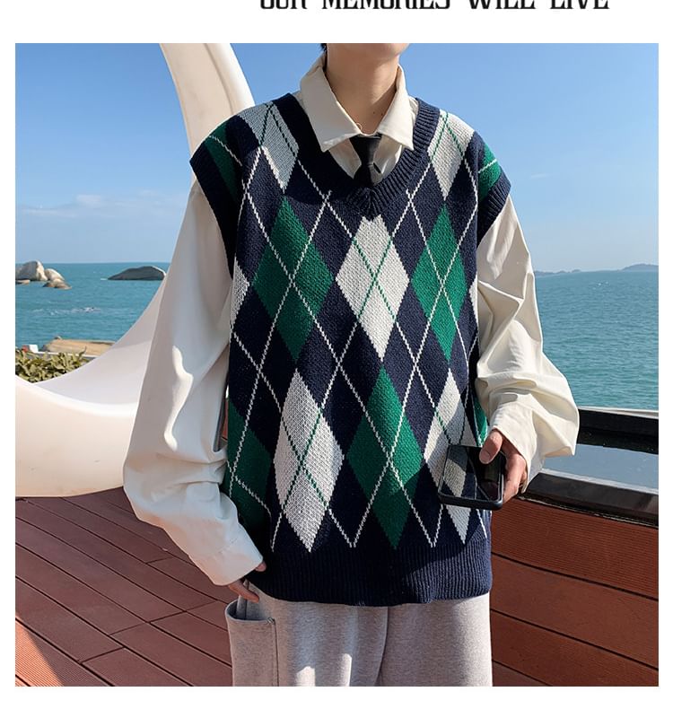 Trimecca - Argyle Print Trui Vest