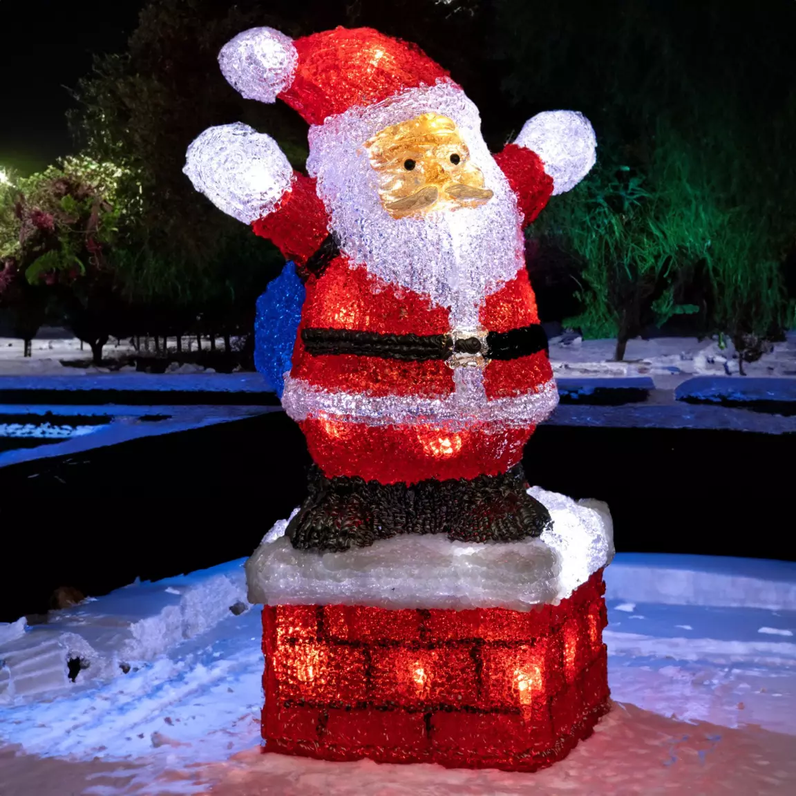 Père Noël lumineux 40 LED (H30 cm) Gaston Blanc froid