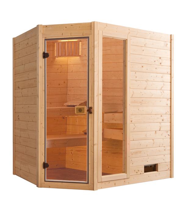 Weka Ecksauna Valida mit Glastür und Fenster