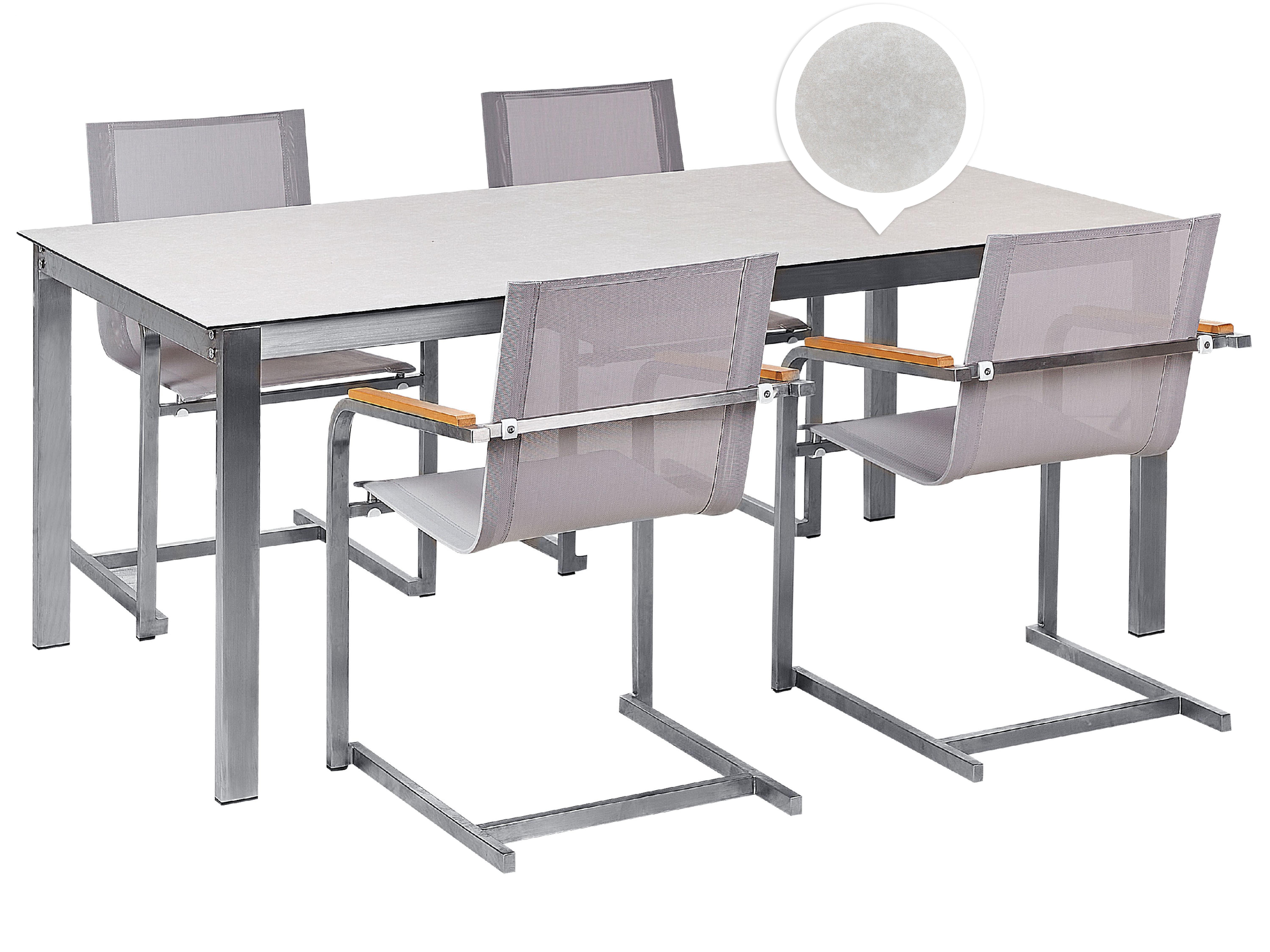 Tuinset 4-zits COSOLETO Veiligheidsglas Wit