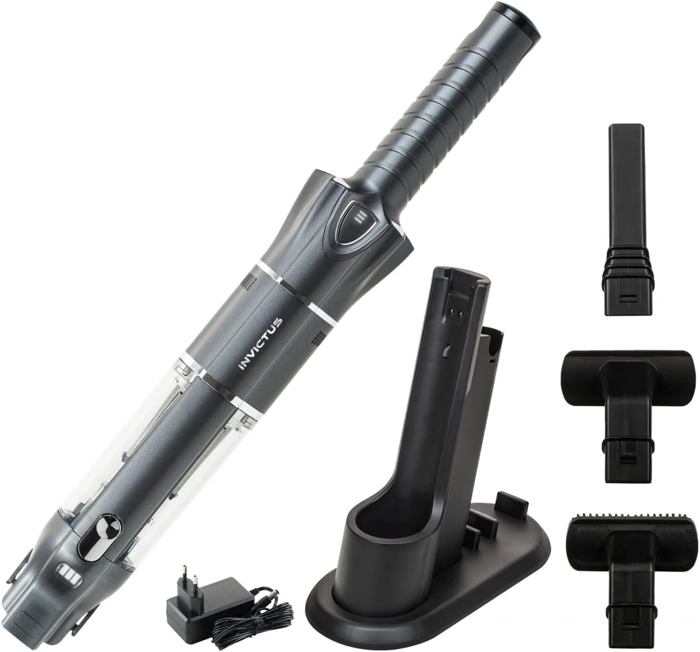 Genius Invictus ONE 3.0e Handstaubsauger 11-TLG. – kabellos, beutellos, Akkustaubsauger. Ultra leicht, für Haus und Auto, leise, aufladbar, Bodenstaubsauger