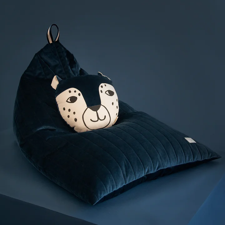 Nobodinoz - Essaouira Sitzsack aus Samt, 115 x 77 cm, night blue