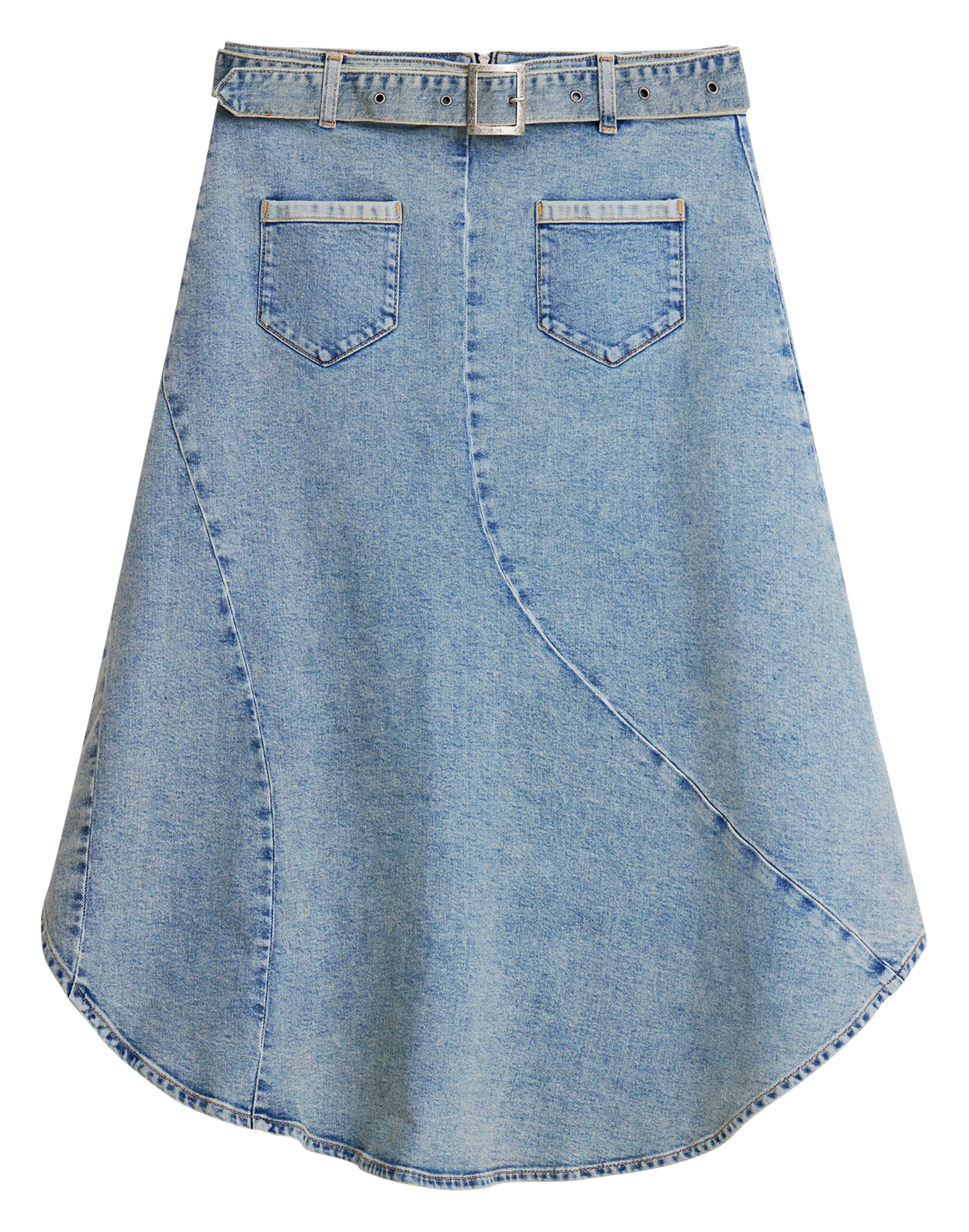 Jupe midi en denim de coton | Bleu