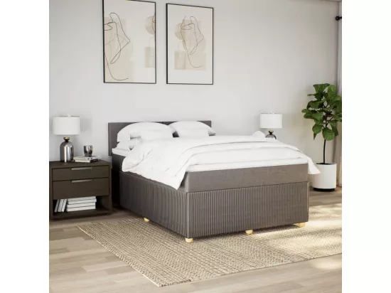 Sommier à lattes de lit avec matelas Taupe 140x190 cm Tissu