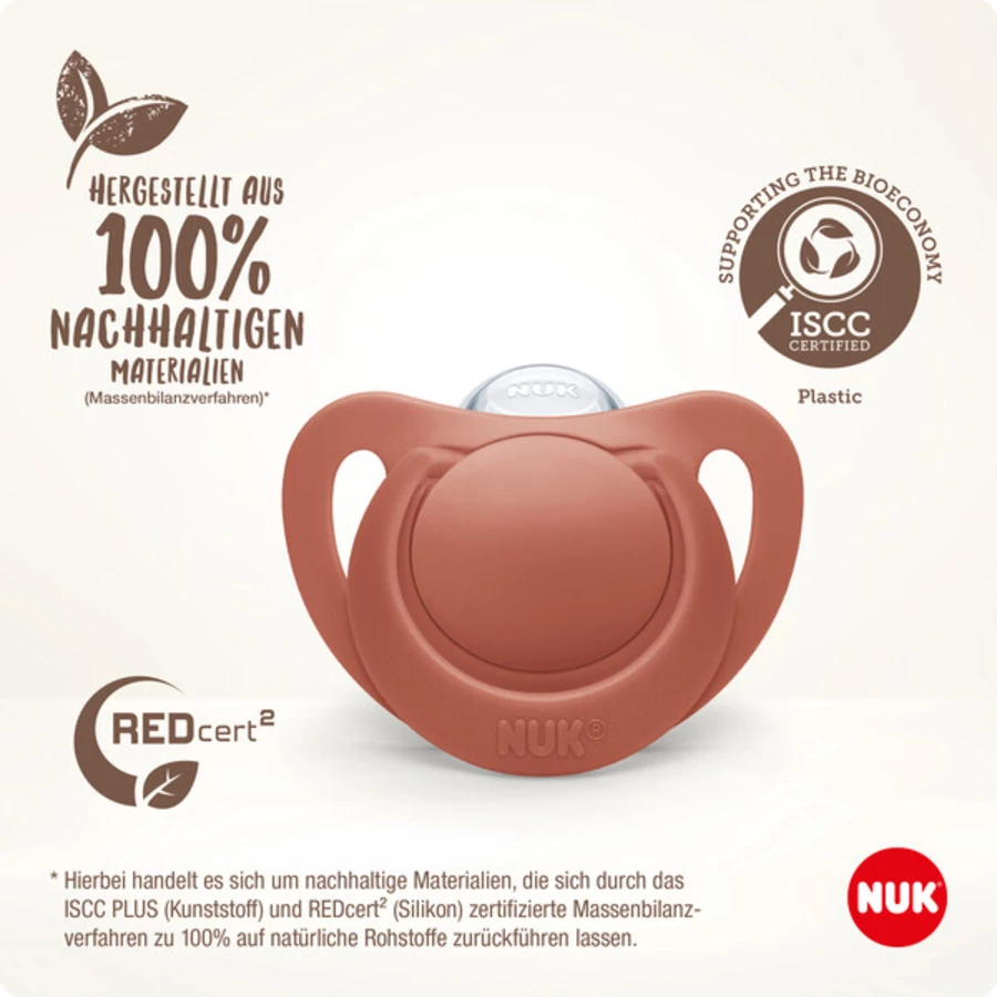 NUK Schnuller For Nature Silikon 18-36 Monate, rot im 4er-Set