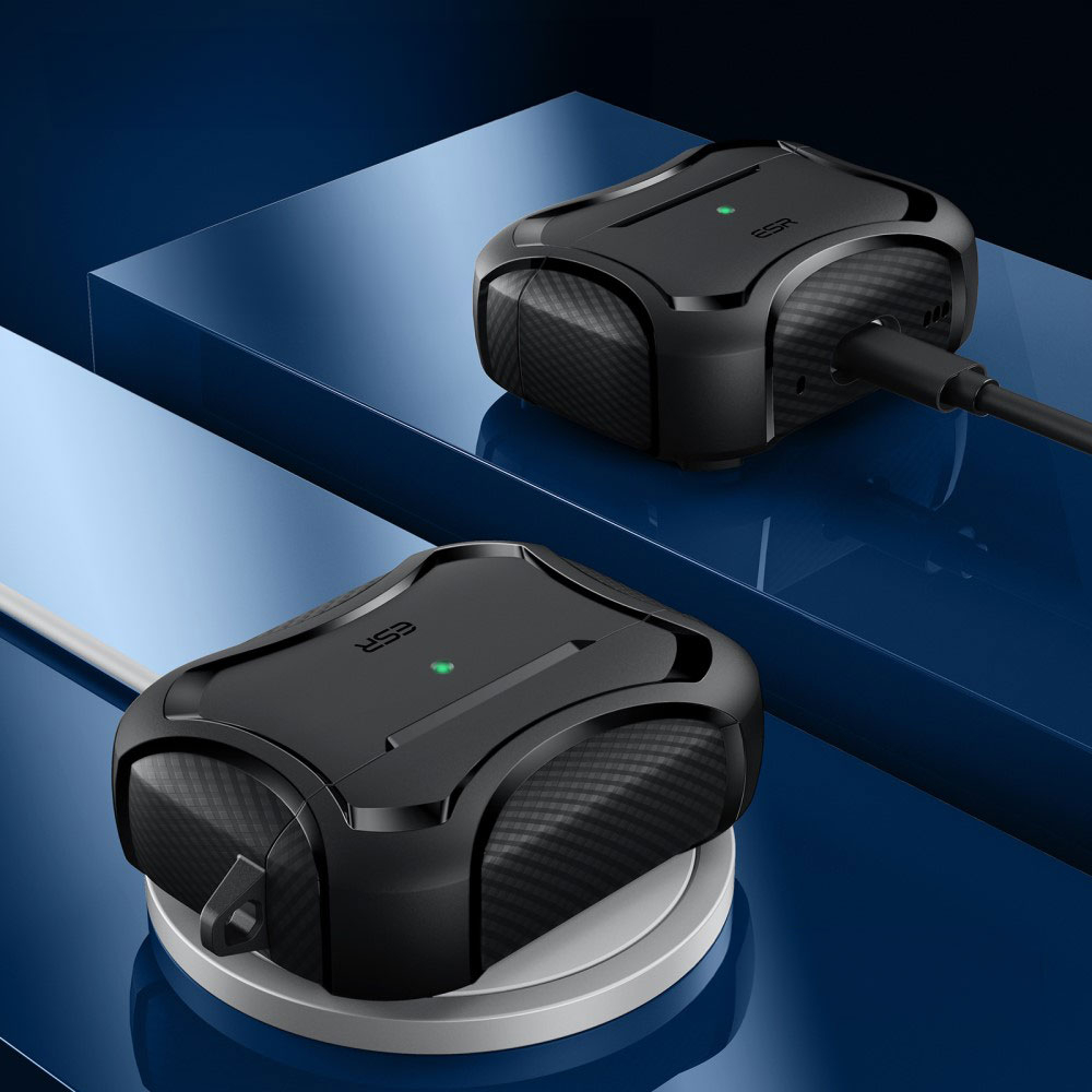 AirPods Pro 2 / AirPods Pro Cyber ​​Armor Series MagSafe Hybrid Hülle mit Karabinerhaken - Rot