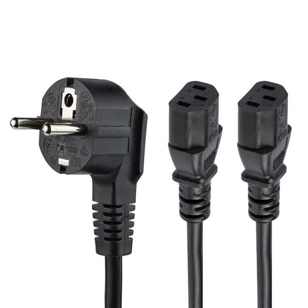 StarTech.com Cordon d'alimentation PC en Y de 2 m avec prise Schuko vers C13, 10A 250V, 18AWG