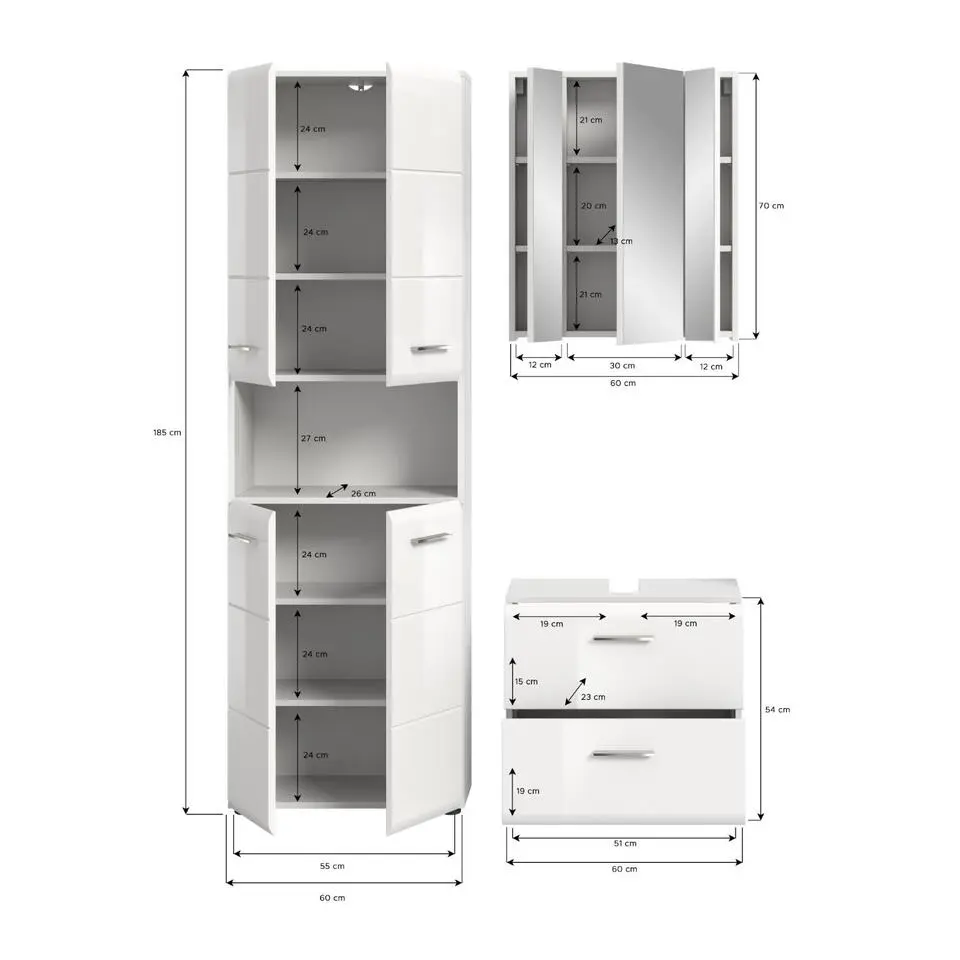 Hioshop Ice badkamer I58 wit hoogglans- wit