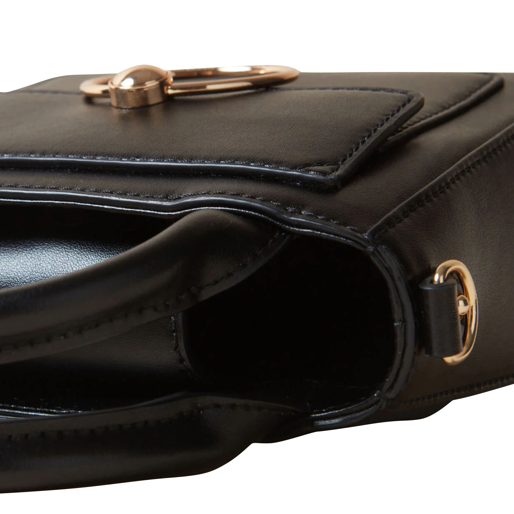 Mini sac bandoulière en cuir lisse| Noir