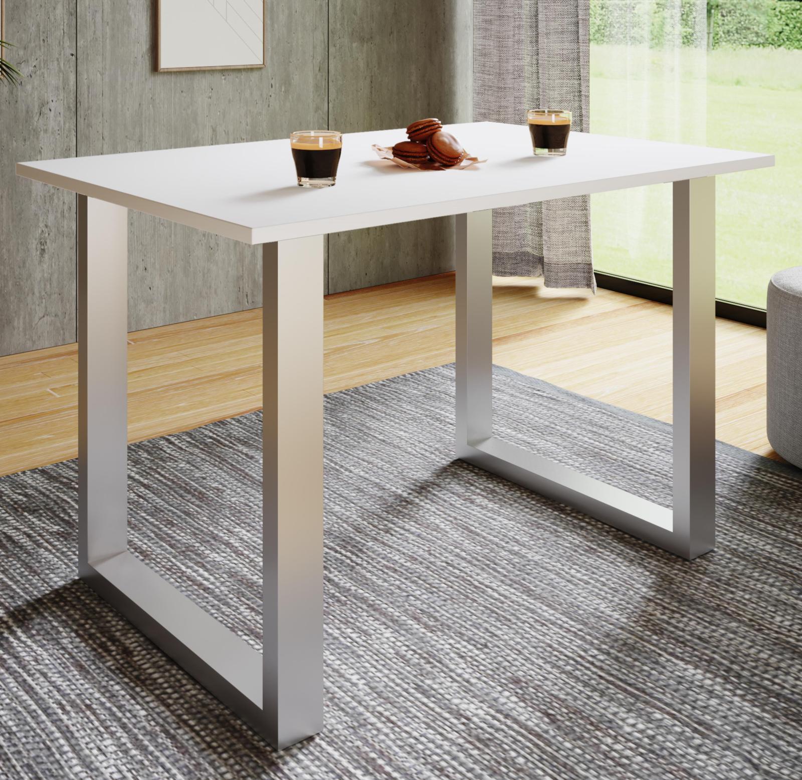 Esstisch XONA - weiß-silber - 110x50 cm