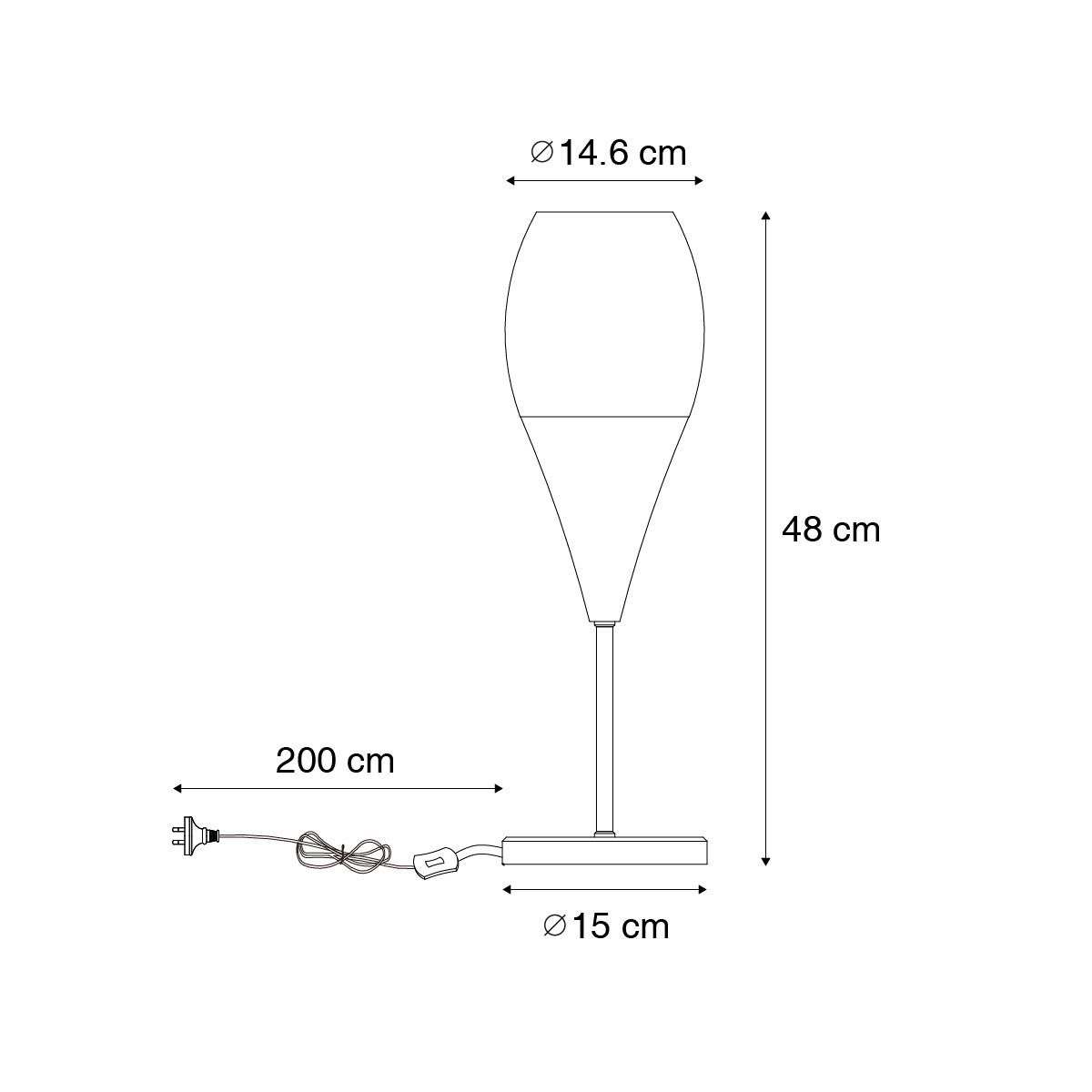 Moderne tafellamp zwart met opaal glas - Drop