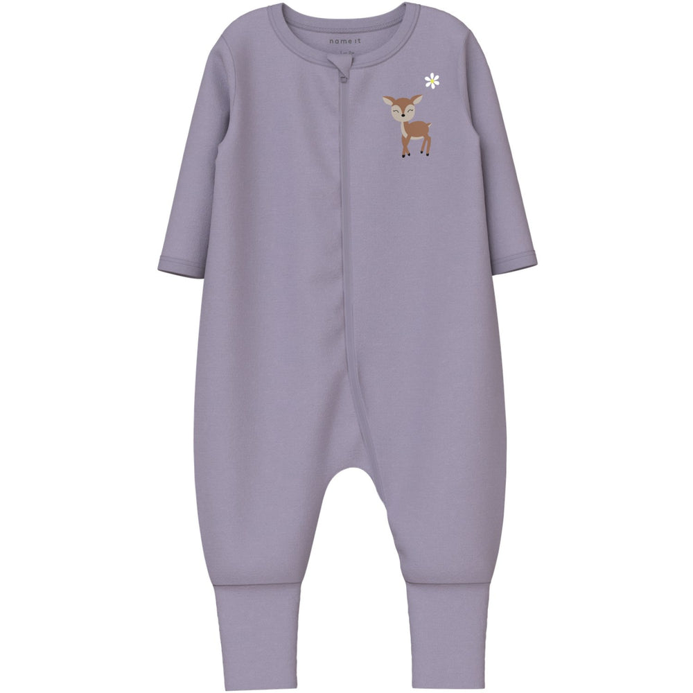 Køb Name It Lilac Marble Nbfnightsuit 2P Zip Ff Lilac Deer Noos