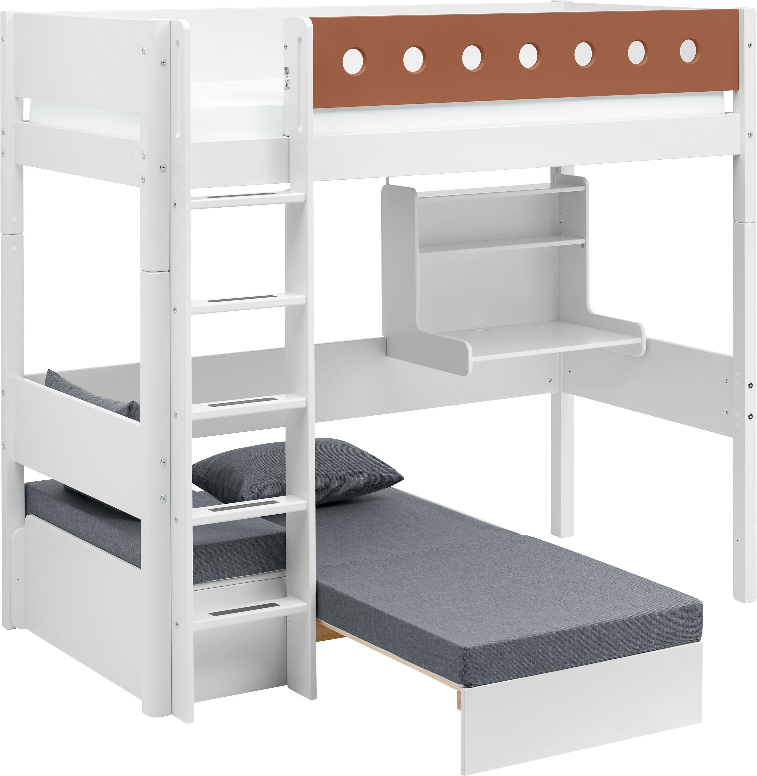 Flexa WHITE Hochbett - Rost / B: 109.0 cm x T: 210.0 cm x H: 185.0 cm